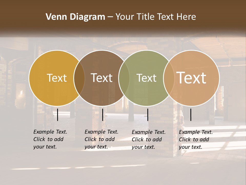 A Large Room With Brick Pillars And Windows PowerPoint Template