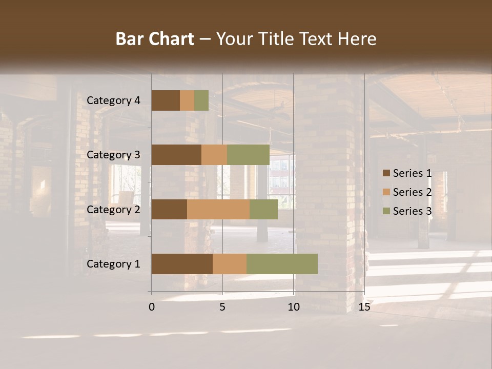 A Large Room With Brick Pillars And Windows PowerPoint Template