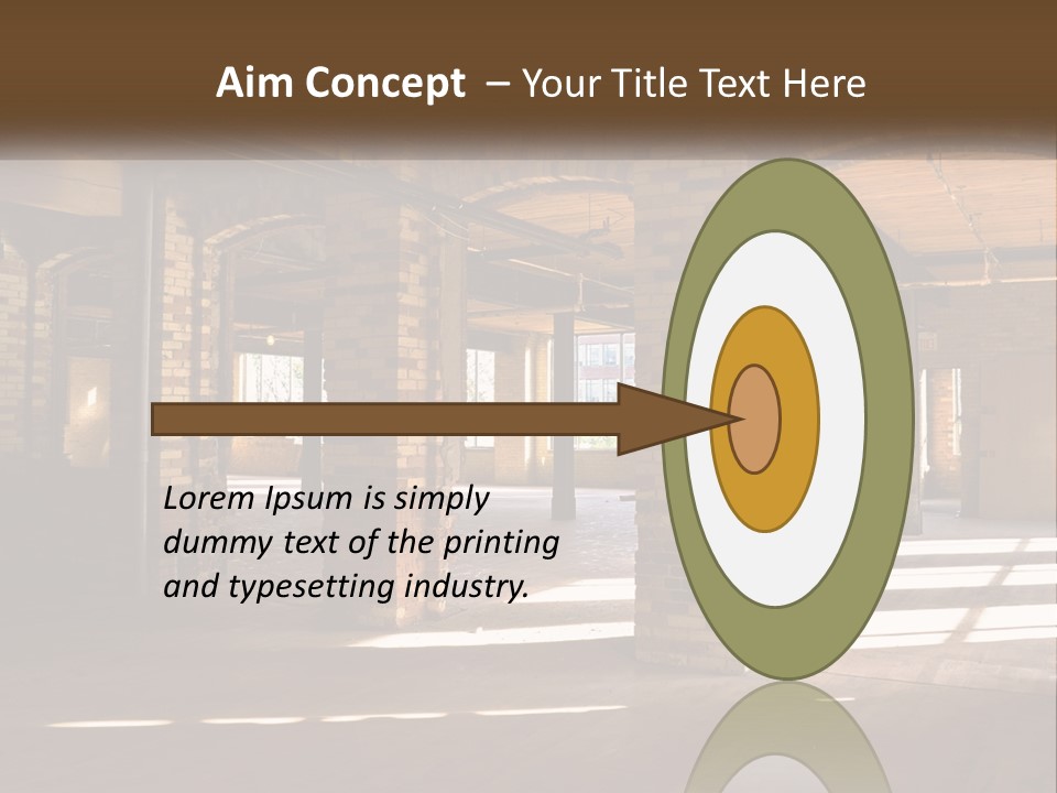 A Large Room With Brick Pillars And Windows PowerPoint Template