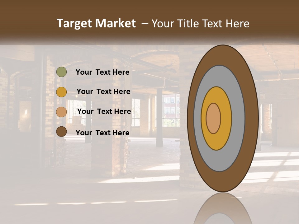 A Large Room With Brick Pillars And Windows PowerPoint Template