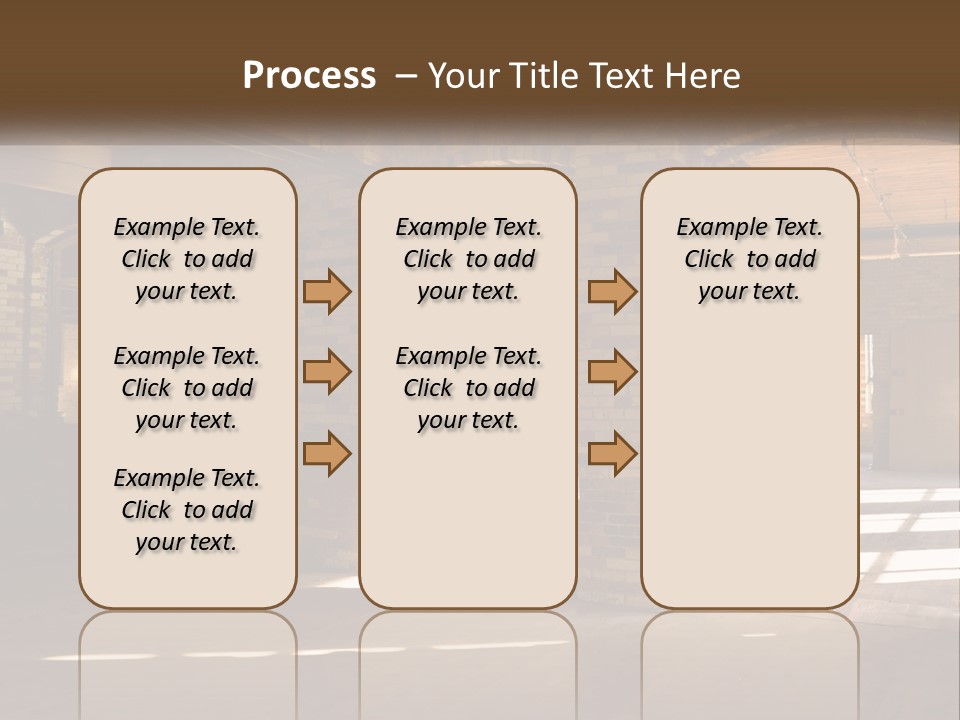A Large Room With Brick Pillars And Windows PowerPoint Template