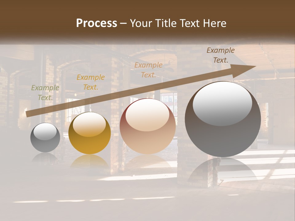 A Large Room With Brick Pillars And Windows PowerPoint Template