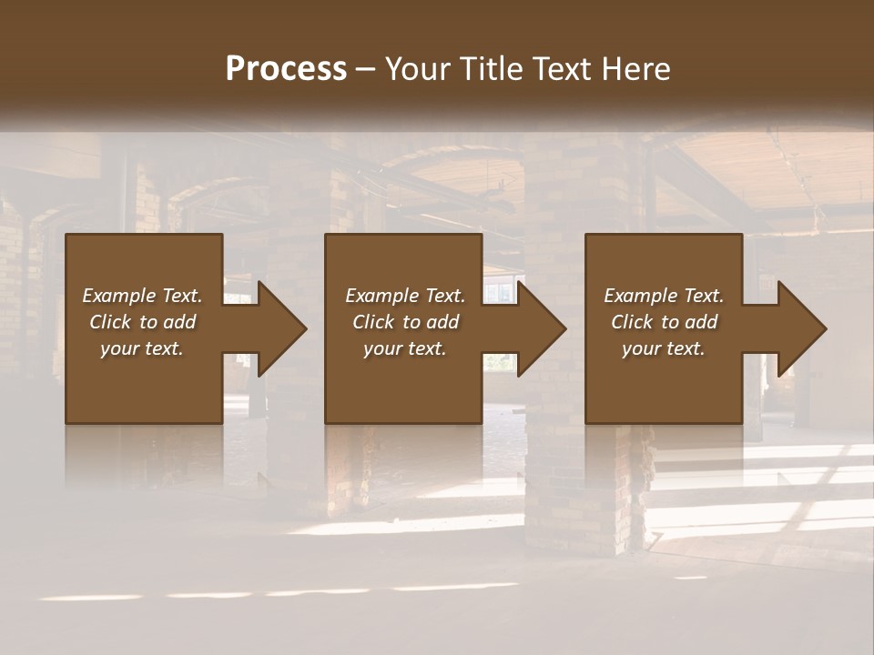 A Large Room With Brick Pillars And Windows PowerPoint Template