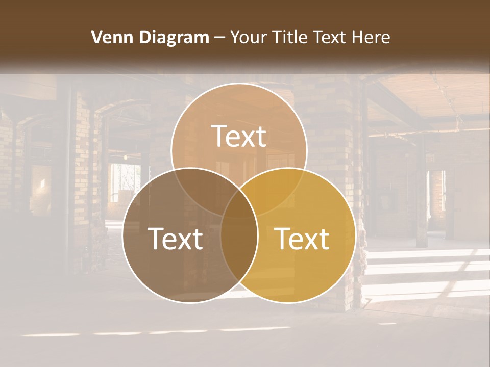 A Large Room With Brick Pillars And Windows PowerPoint Template