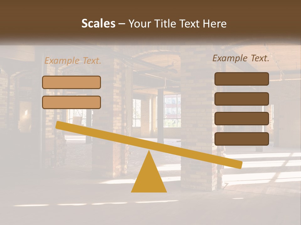 A Large Room With Brick Pillars And Windows PowerPoint Template