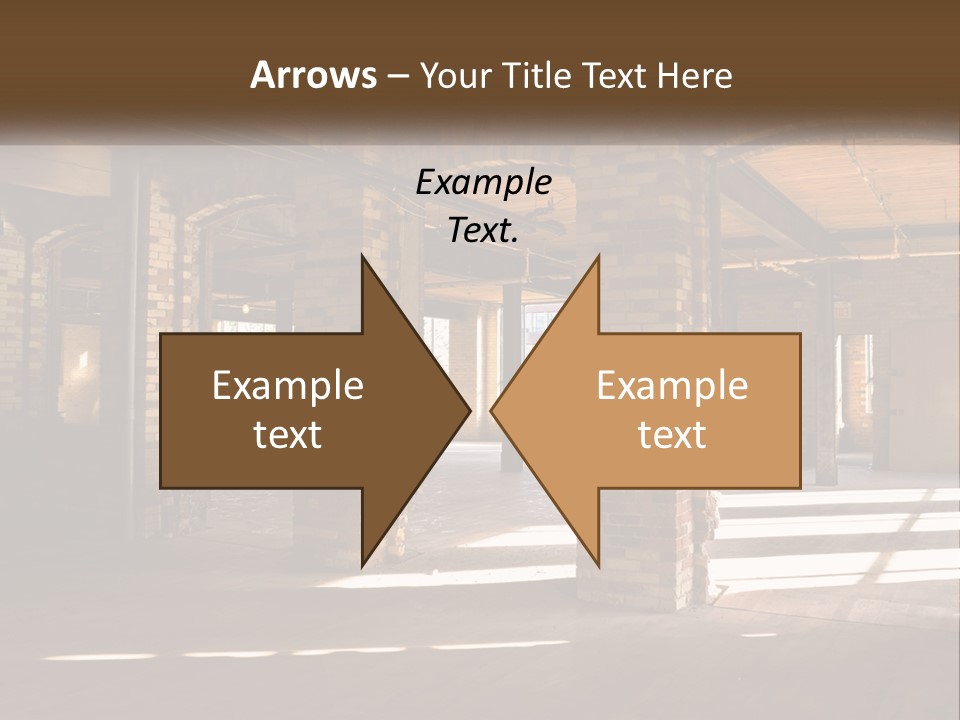 A Large Room With Brick Pillars And Windows PowerPoint Template