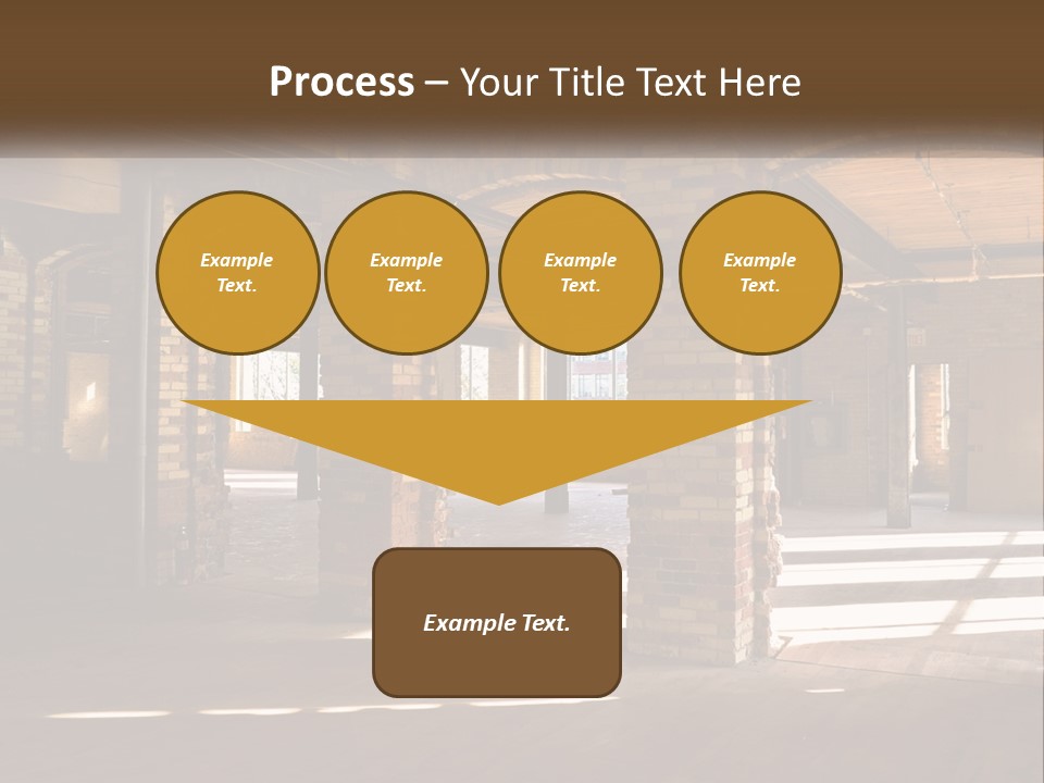 A Large Room With Brick Pillars And Windows PowerPoint Template
