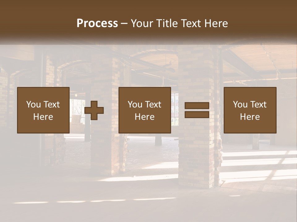 A Large Room With Brick Pillars And Windows PowerPoint Template