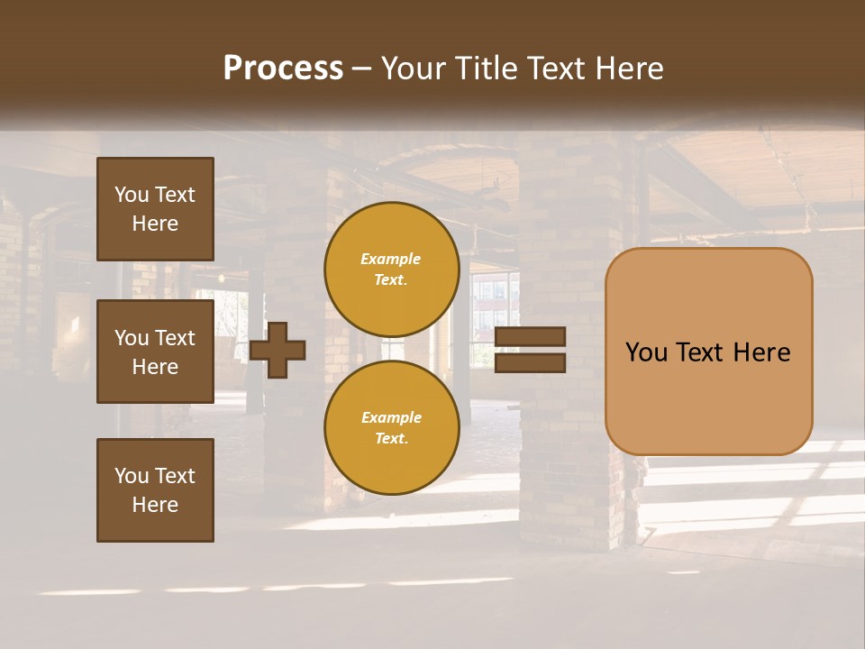 A Large Room With Brick Pillars And Windows PowerPoint Template