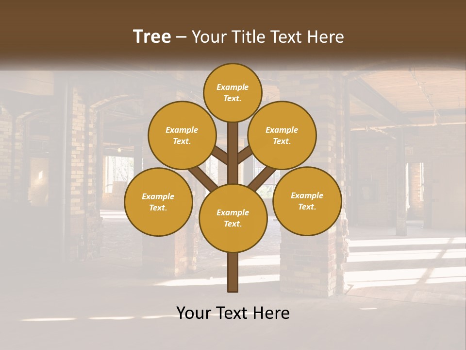 A Large Room With Brick Pillars And Windows PowerPoint Template