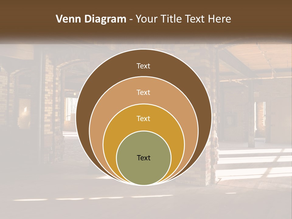 A Large Room With Brick Pillars And Windows PowerPoint Template