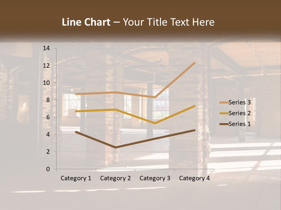 A Large Room With Brick Pillars And Windows PowerPoint Template