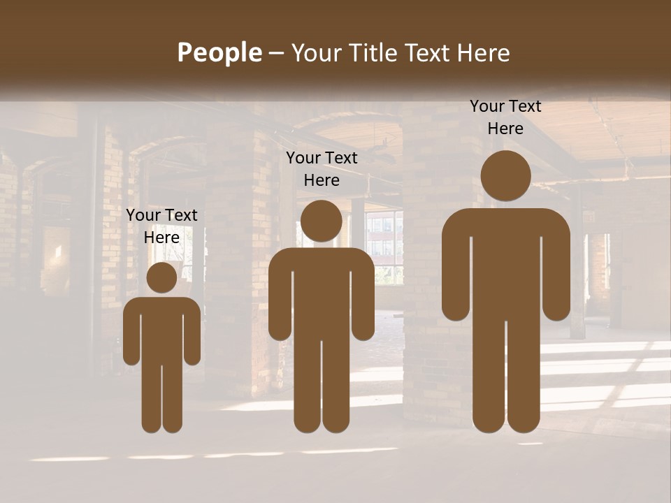 A Large Room With Brick Pillars And Windows PowerPoint Template