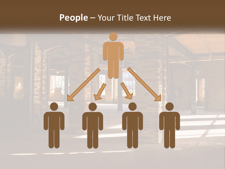 A Large Room With Brick Pillars And Windows PowerPoint Template