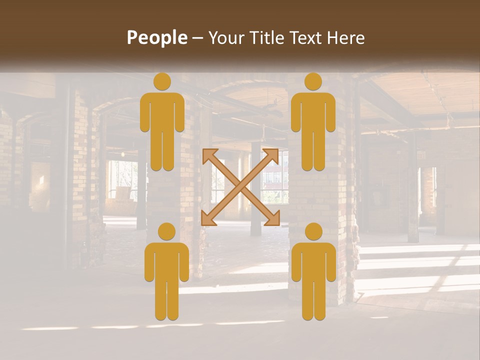 A Large Room With Brick Pillars And Windows PowerPoint Template