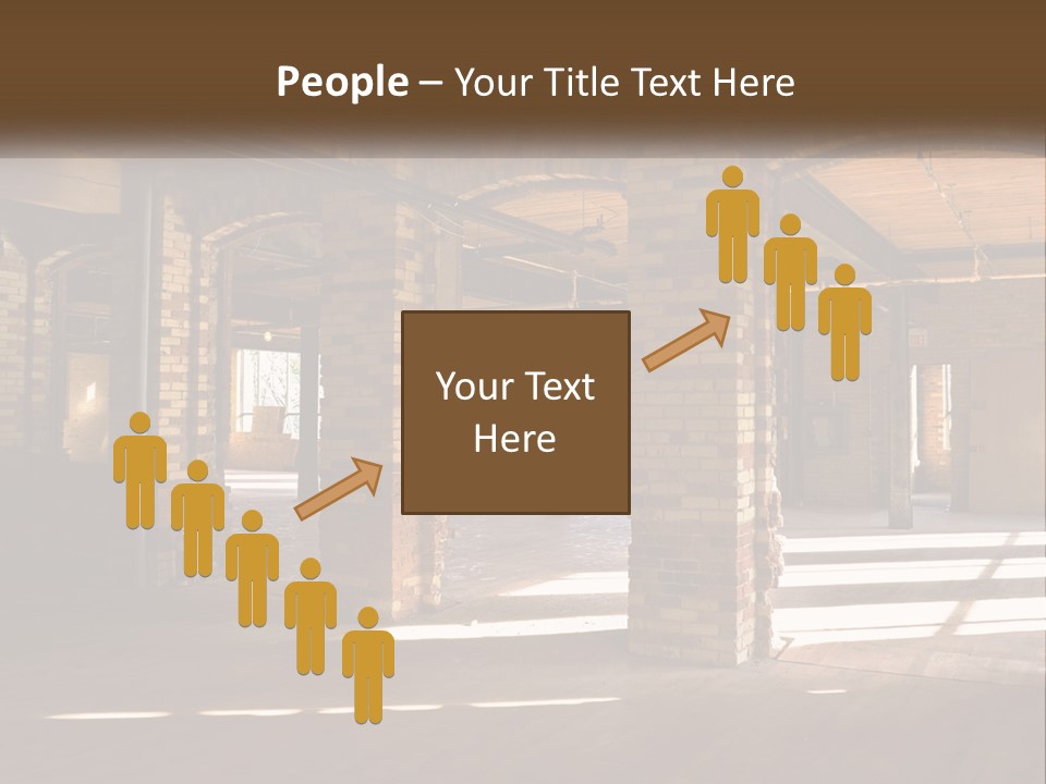 A Large Room With Brick Pillars And Windows PowerPoint Template