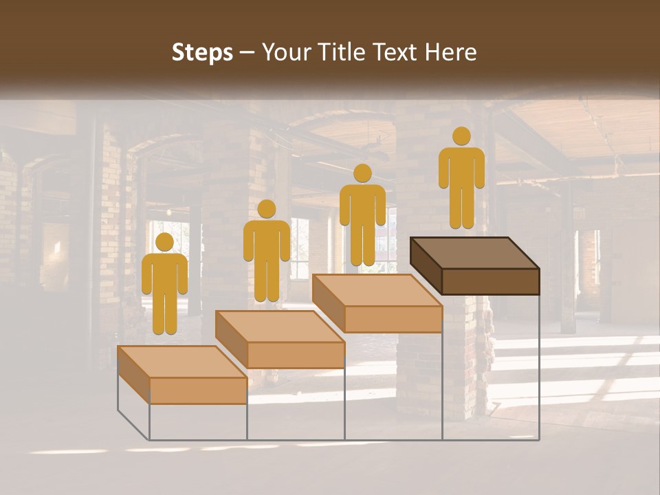 A Large Room With Brick Pillars And Windows PowerPoint Template