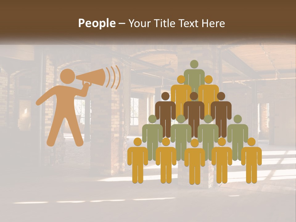 A Large Room With Brick Pillars And Windows PowerPoint Template