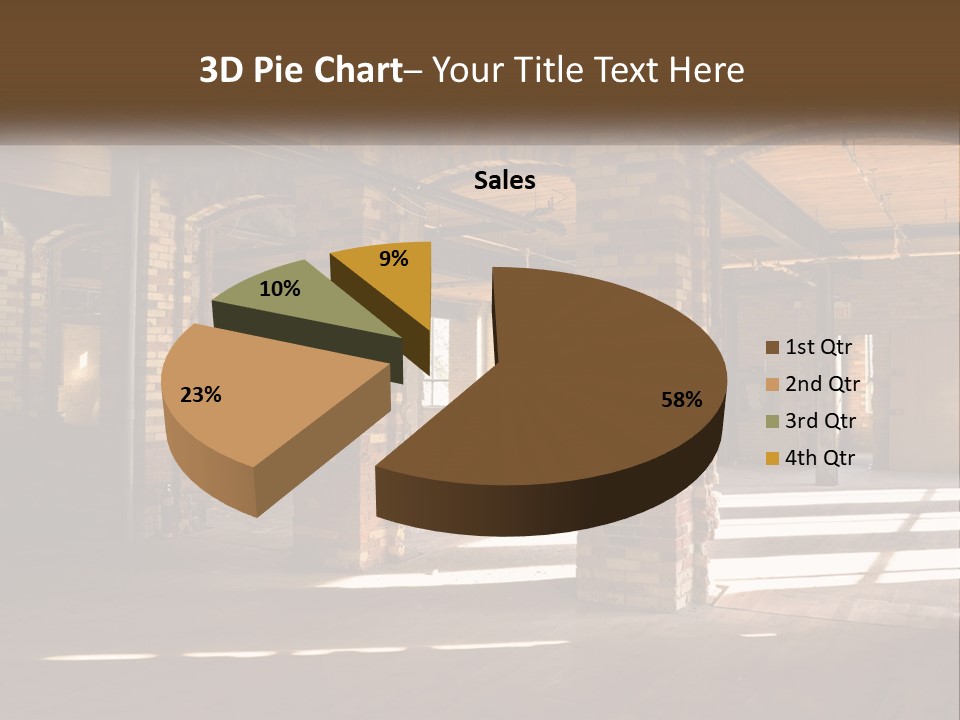 A Large Room With Brick Pillars And Windows PowerPoint Template