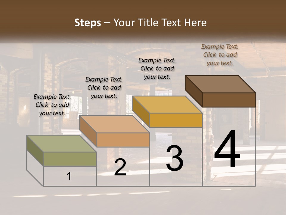 A Large Room With Brick Pillars And Windows PowerPoint Template