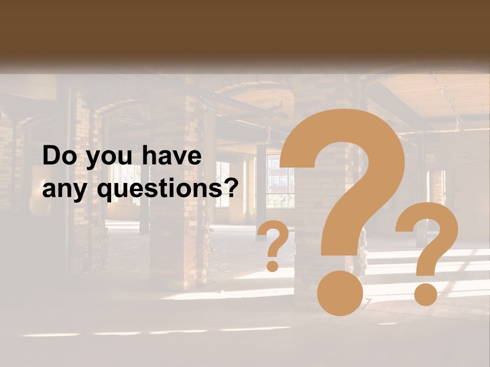 A Large Room With Brick Pillars And Windows PowerPoint Template