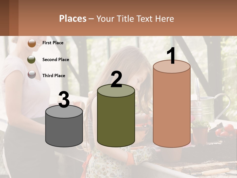 A Woman And A Little Girl Are In A Greenhouse PowerPoint Template