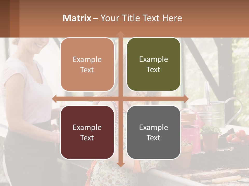 A Woman And A Little Girl Are In A Greenhouse PowerPoint Template