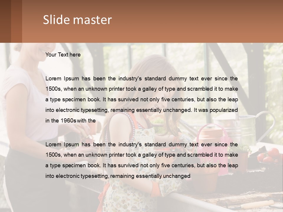 A Woman And A Little Girl Are In A Greenhouse PowerPoint Template