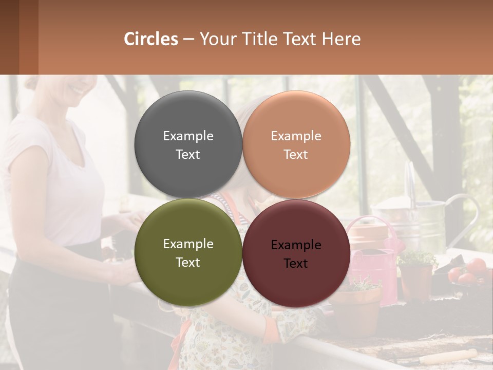 A Woman And A Little Girl Are In A Greenhouse PowerPoint Template