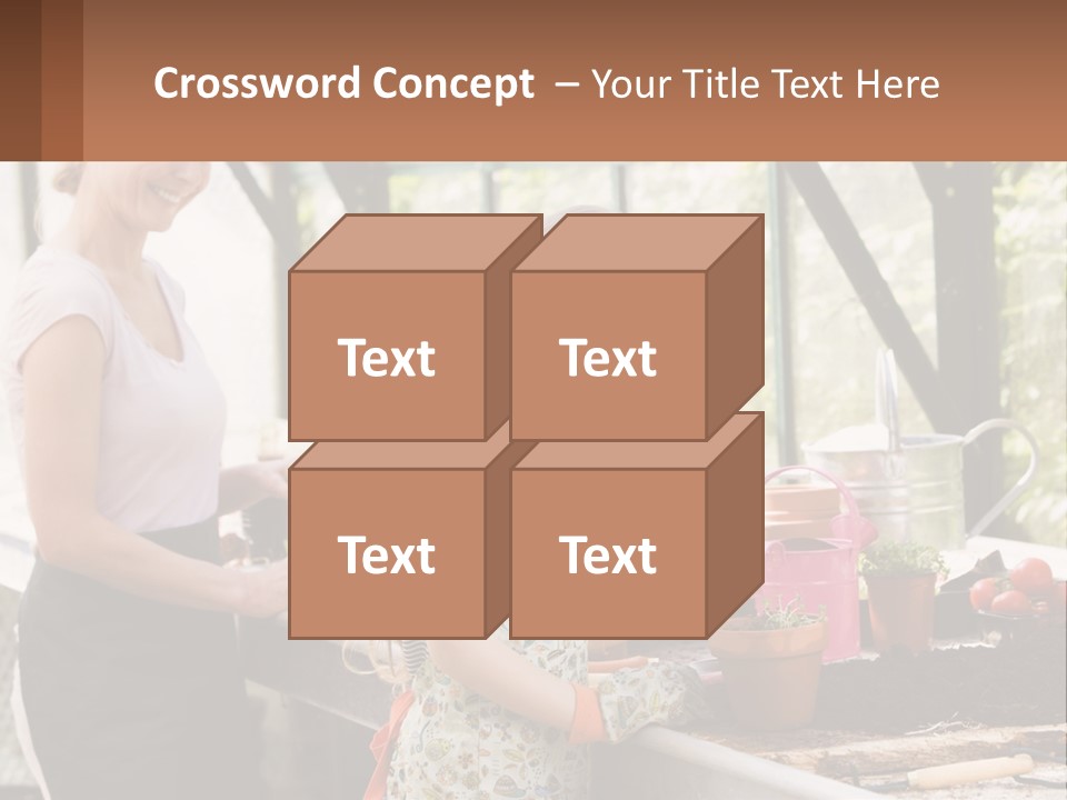 A Woman And A Little Girl Are In A Greenhouse PowerPoint Template