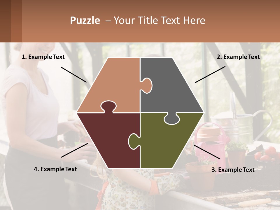 A Woman And A Little Girl Are In A Greenhouse PowerPoint Template