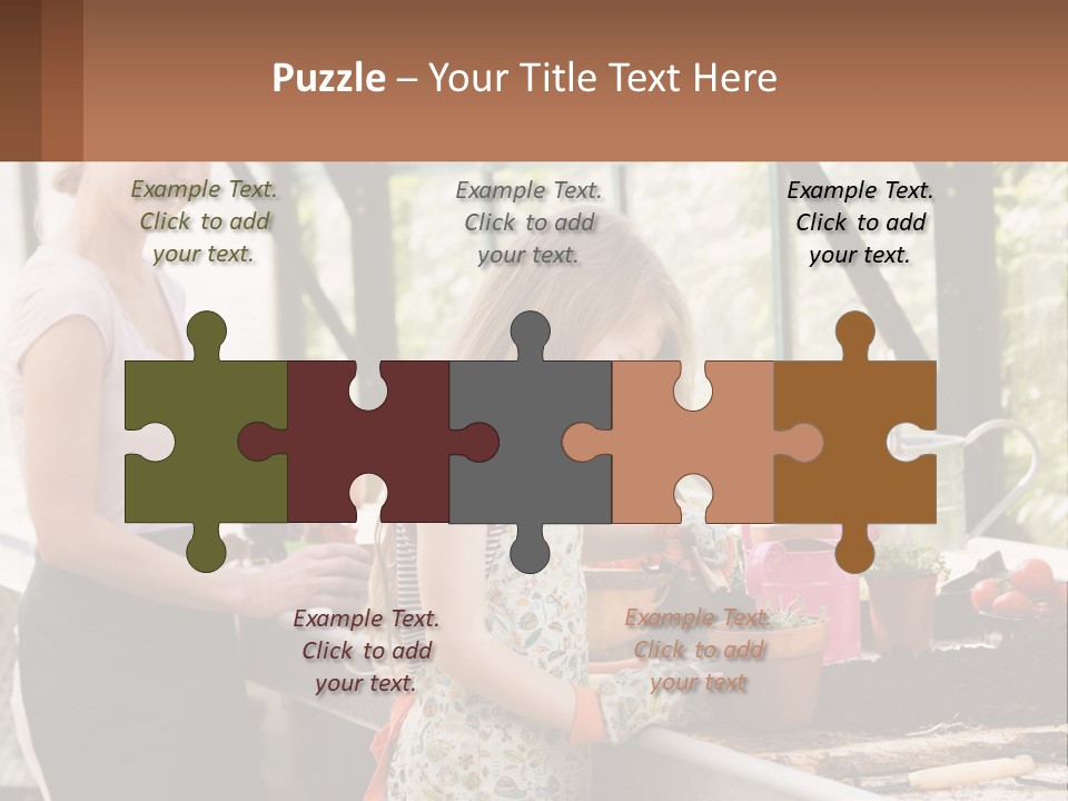 A Woman And A Little Girl Are In A Greenhouse PowerPoint Template