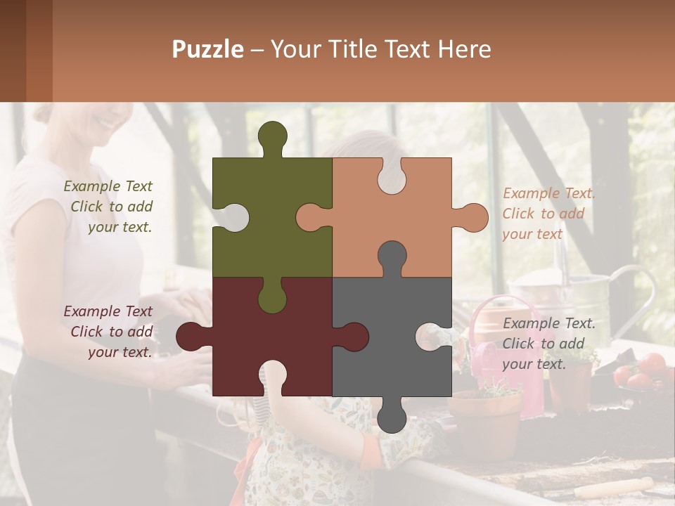 A Woman And A Little Girl Are In A Greenhouse PowerPoint Template