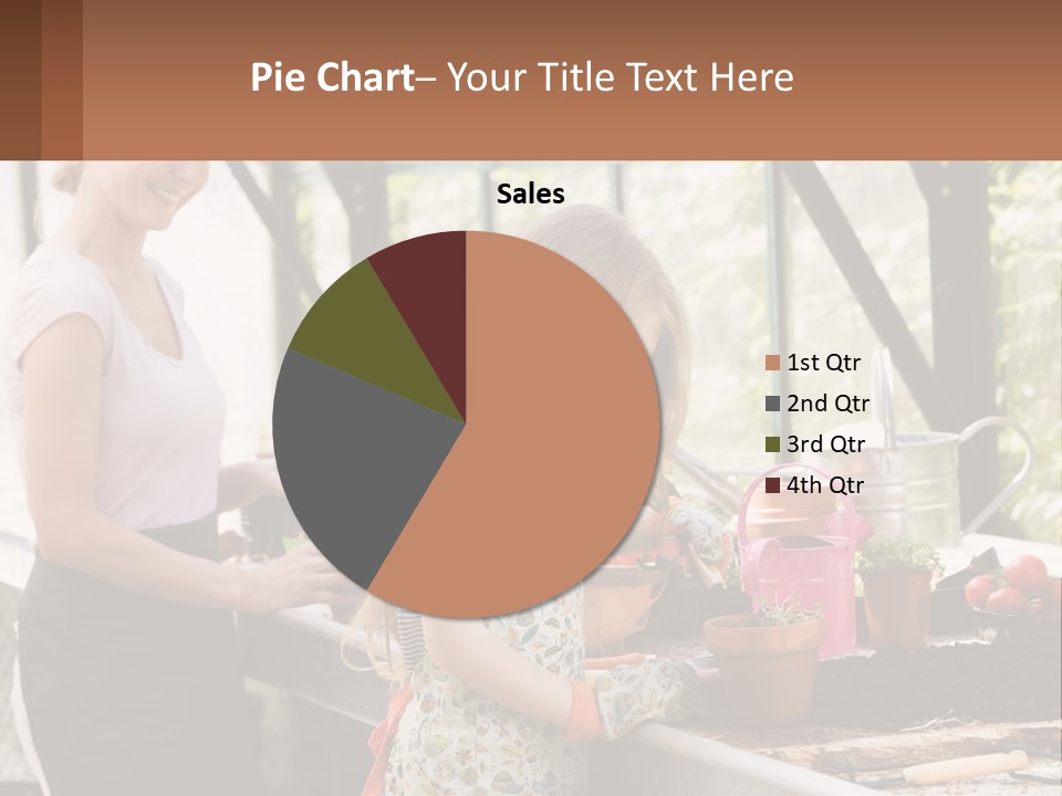 A Woman And A Little Girl Are In A Greenhouse PowerPoint Template