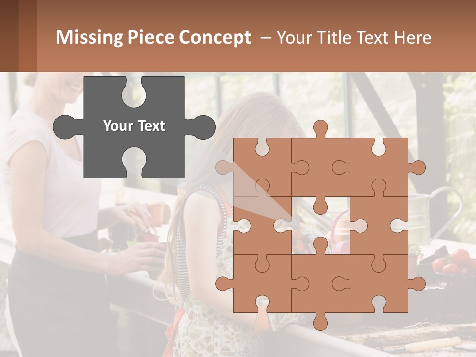 A Woman And A Little Girl Are In A Greenhouse PowerPoint Template