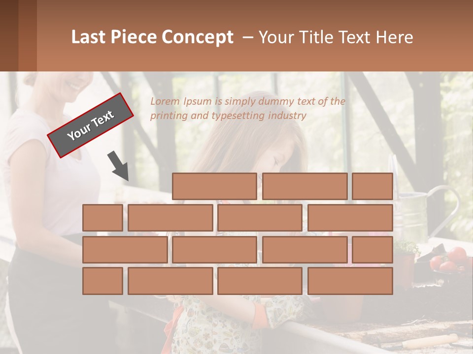A Woman And A Little Girl Are In A Greenhouse PowerPoint Template