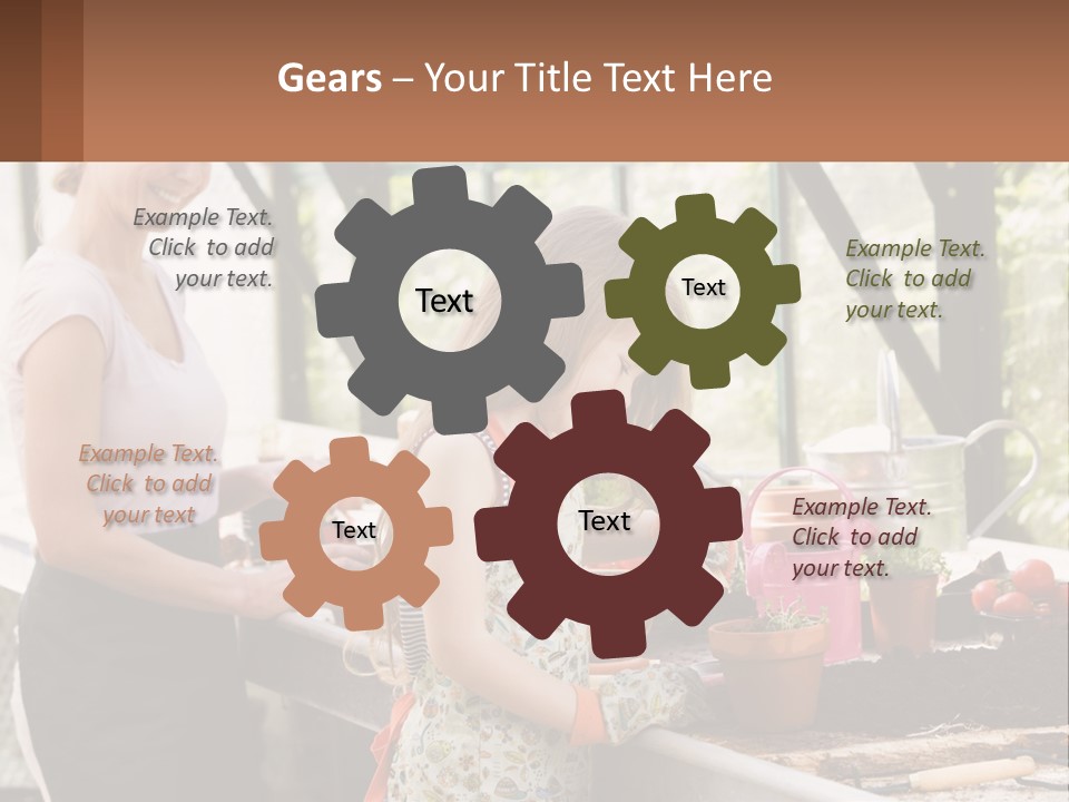 A Woman And A Little Girl Are In A Greenhouse PowerPoint Template