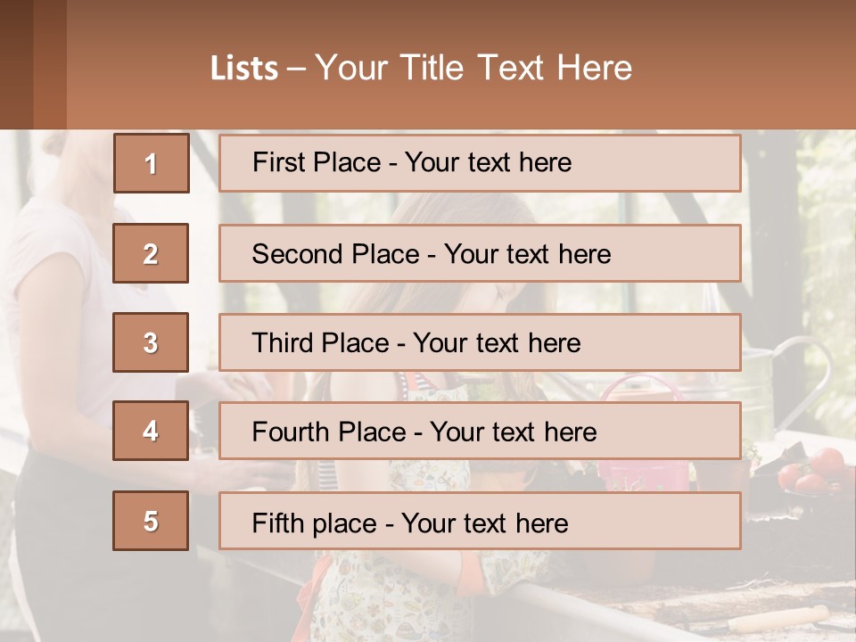 A Woman And A Little Girl Are In A Greenhouse PowerPoint Template