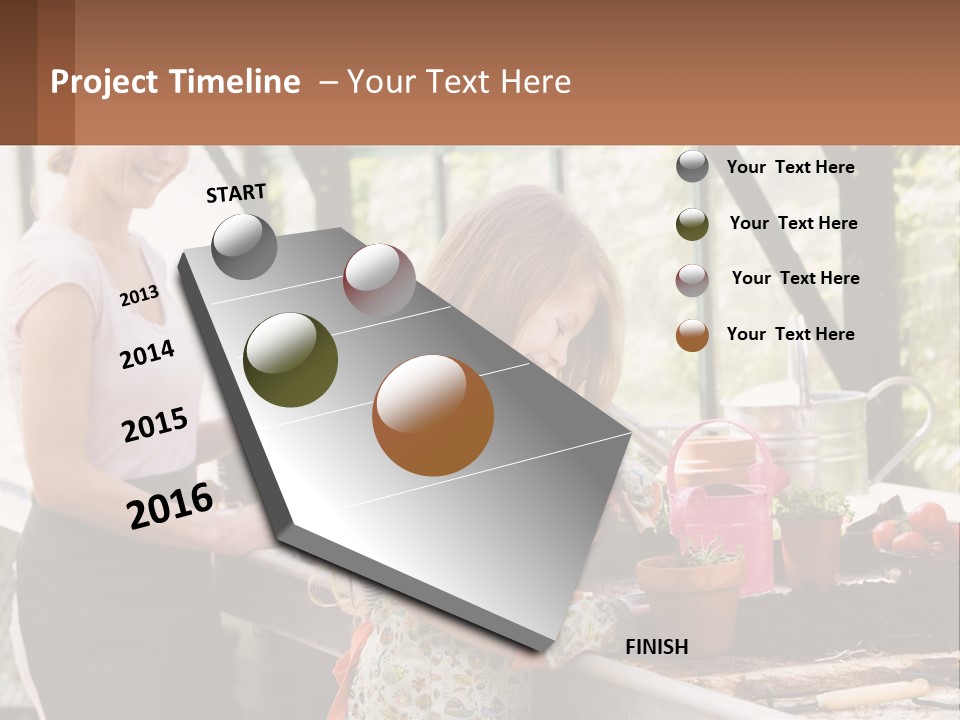 A Woman And A Little Girl Are In A Greenhouse PowerPoint Template