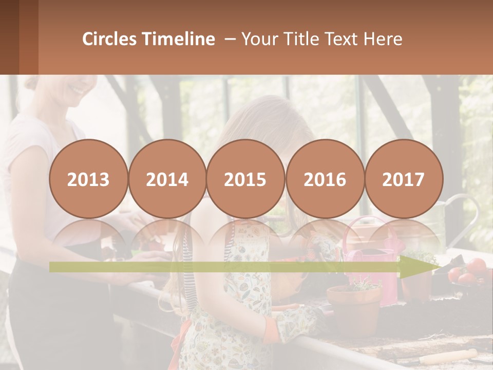 A Woman And A Little Girl Are In A Greenhouse PowerPoint Template