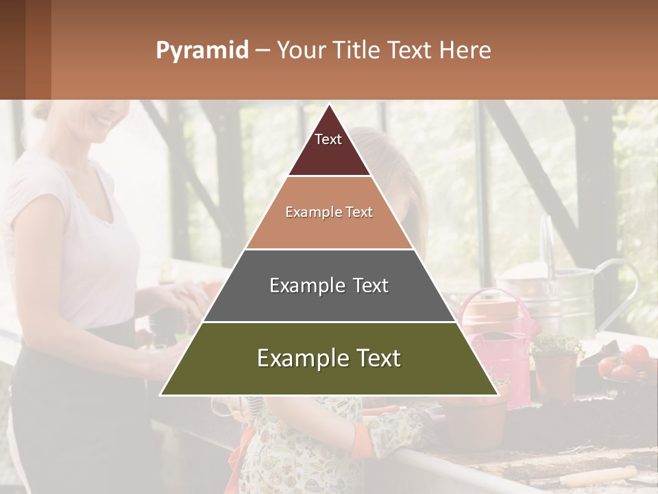 A Woman And A Little Girl Are In A Greenhouse PowerPoint Template