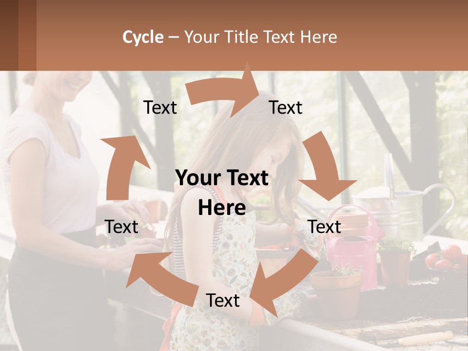 A Woman And A Little Girl Are In A Greenhouse PowerPoint Template