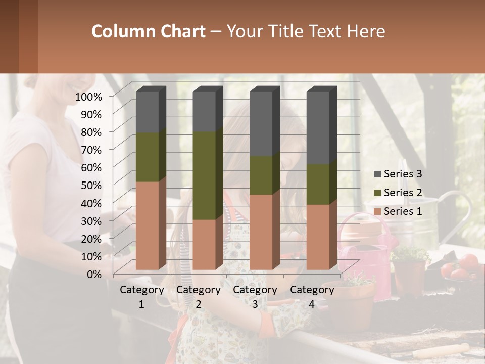 A Woman And A Little Girl Are In A Greenhouse PowerPoint Template