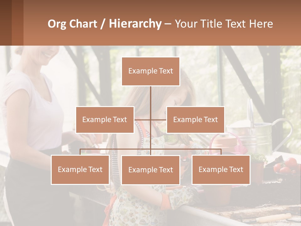 A Woman And A Little Girl Are In A Greenhouse PowerPoint Template