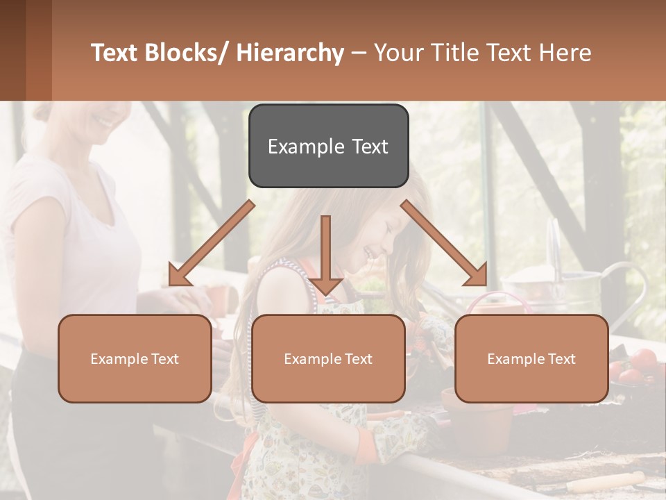 A Woman And A Little Girl Are In A Greenhouse PowerPoint Template