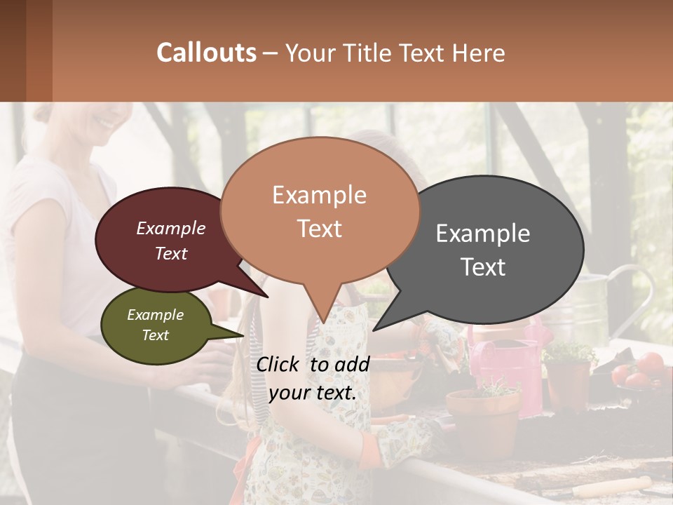 A Woman And A Little Girl Are In A Greenhouse PowerPoint Template
