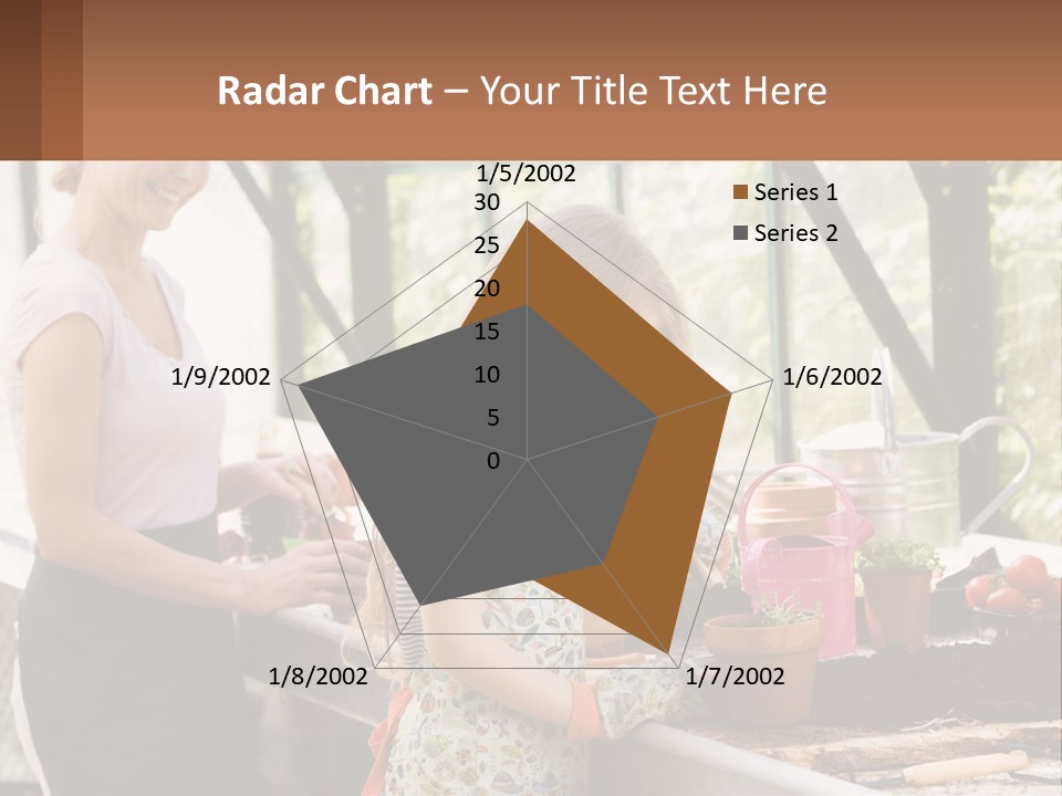 A Woman And A Little Girl Are In A Greenhouse PowerPoint Template