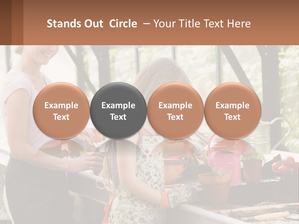 A Woman And A Little Girl Are In A Greenhouse PowerPoint Template