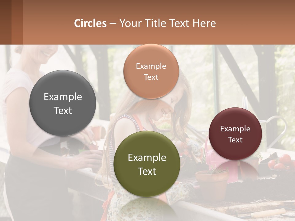 A Woman And A Little Girl Are In A Greenhouse PowerPoint Template