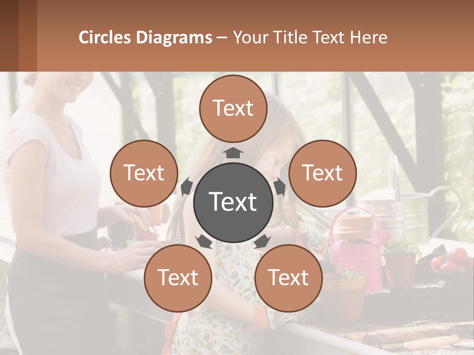 A Woman And A Little Girl Are In A Greenhouse PowerPoint Template